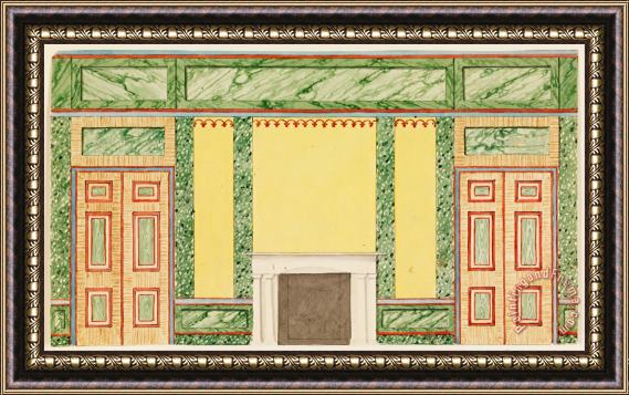Frederick Crace Wall Elevation with Fireplace And Two Doors Framed Painting