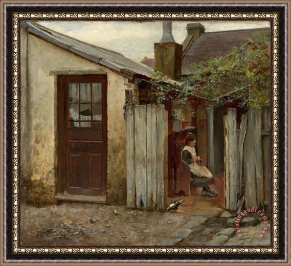 Frederick Mccubbin Girl with Bird at The King Street Bakery Framed Painting