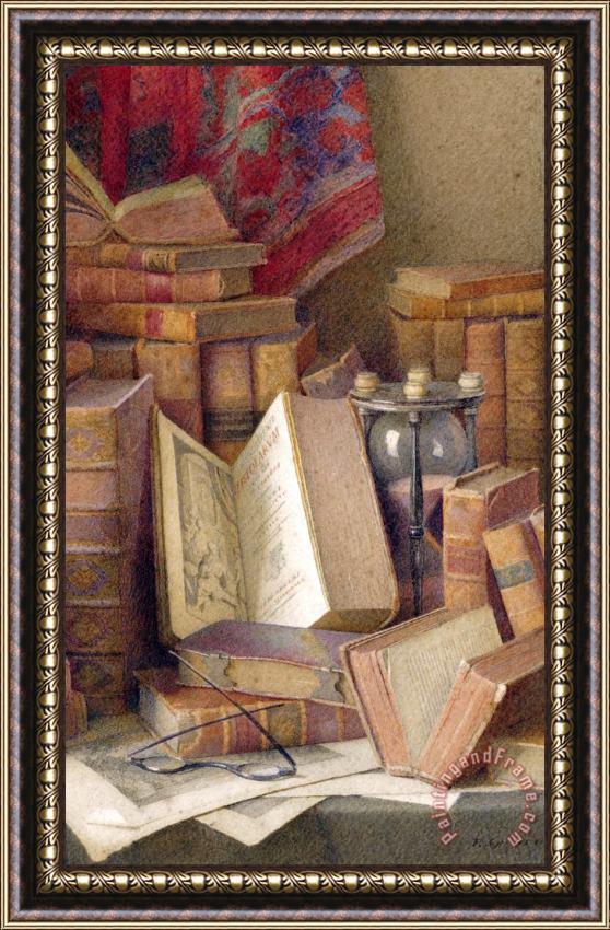 Frederick R. Spencer Old Books to Read Framed Painting