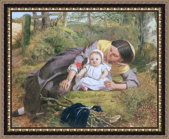 Frederick Richard Pickersgil Mother and Child with a poppy Framed Painting