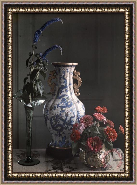 Frederick S. Dellenbaugh Still Life with Ornate Chinese Vase Framed Painting