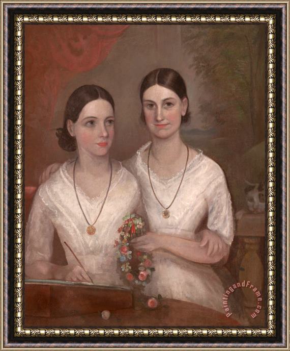 Frederick Strange Misses Isabella And Fanny, Daughters of The Reverend William Browne Framed Painting