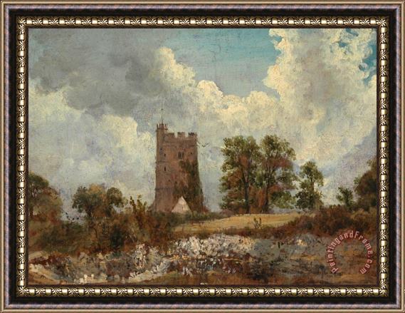 Frederick W. Watts Landscape with a Church Framed Painting
