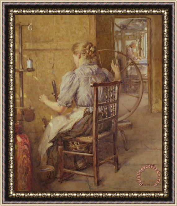 Frederick William Jackson  The Spinning Wheel Framed Painting