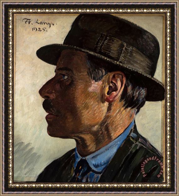 Frederik Lange Self Portrait Framed Painting