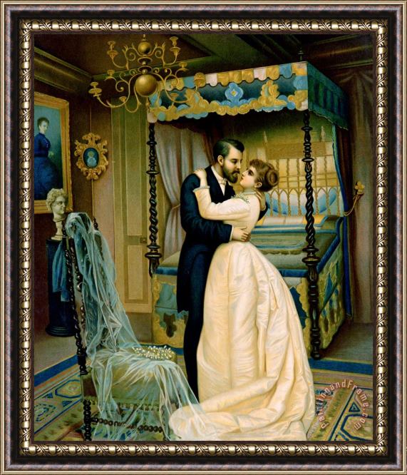 French School Bride And Bridegroom Framed Painting