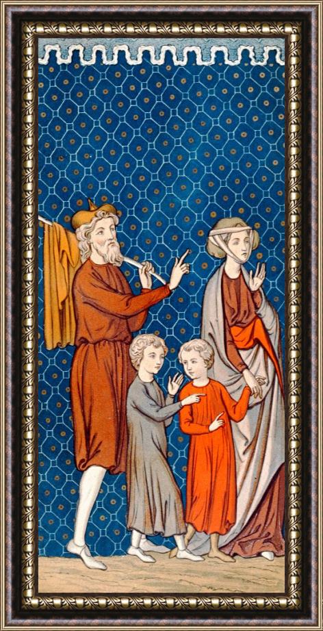 French School Elimelech And His Wife Naomi With Their Two Sons Framed Painting