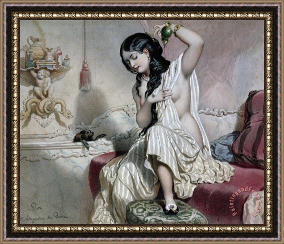 French School Oriental Woman at her Toilet Framed Print