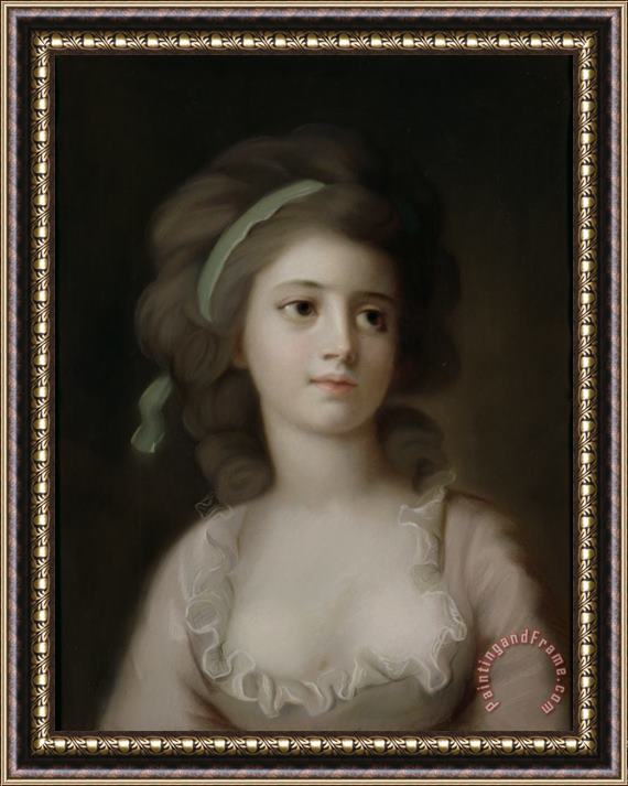 French School Portrait of a Young Lady Framed Painting