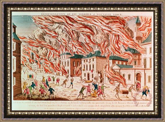 French School Representation of the Terrible Fire of New York Framed Print