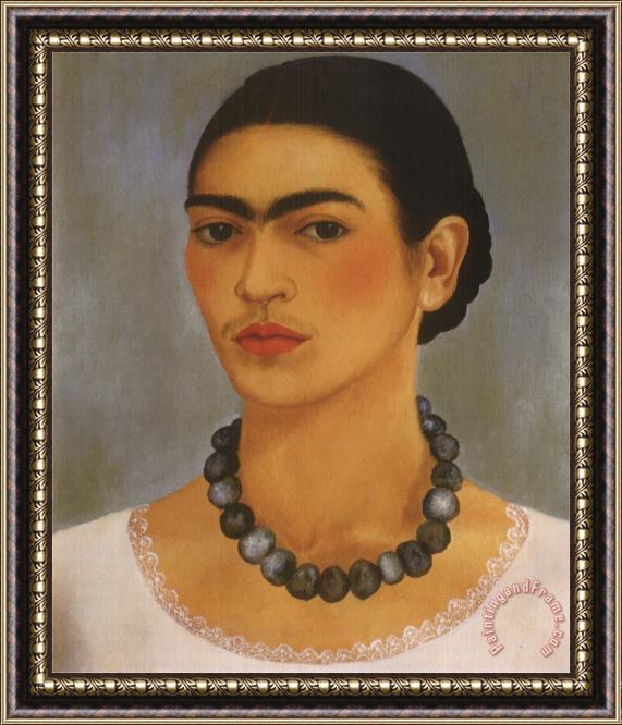 Frida Kahlo Self Portrait with Necklace 1933 Framed Print
