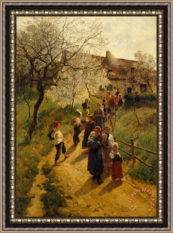 Friedrich Kallmorgen A Spring Day Framed Painting