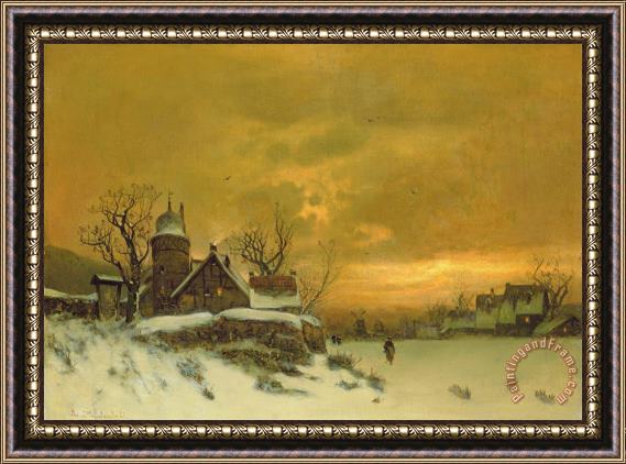 Friedrich Nicolai Joseph Heydendahl Winter Landscape Framed Painting