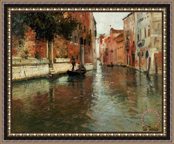 Fritz Thaulow A Venetian Backwater Framed Painting