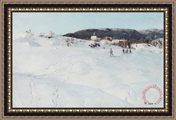 Fritz Thaulow A Winter's Day in Norway Framed Painting