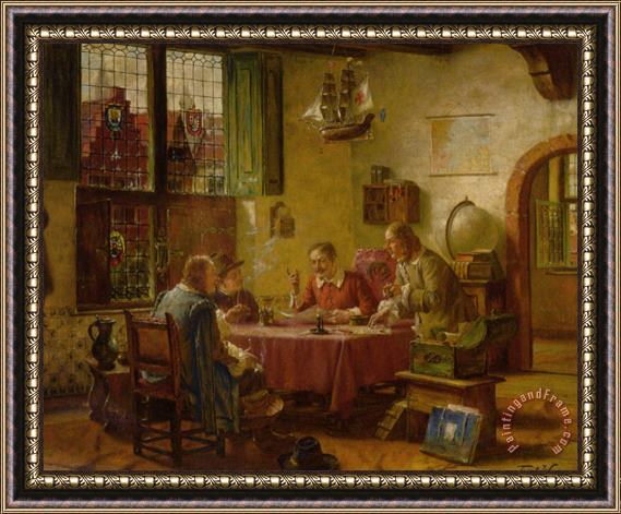 Fritz Wagner Figures in an Interior Framed Painting