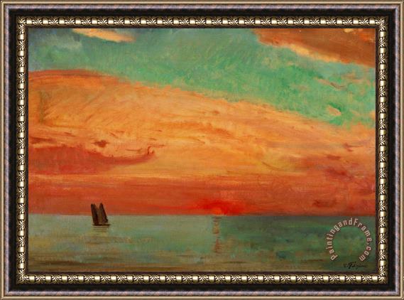 Fujishima Takeji Sunrise Over The Eastern Sea Framed Painting
