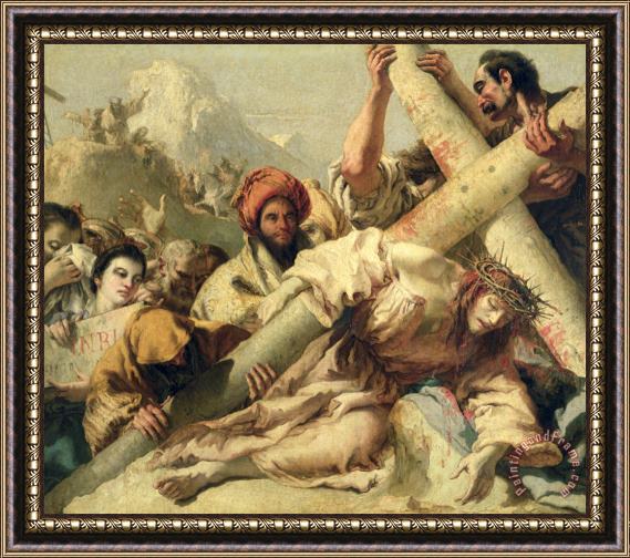 G Tiepolo Fall on the way to Calvary Framed Painting