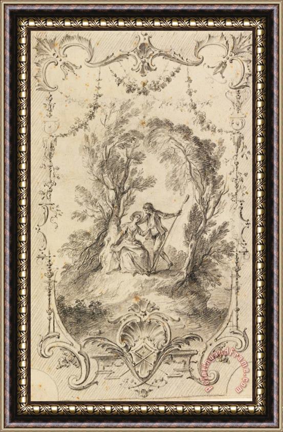Gabriel Huquier The Eagar Shepherd (preparatory Drawing for Plate 247 in L'oeuvre Grave De Watteau, 1739) Framed Print