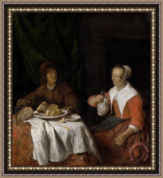 Gabriel Metsu Man And Woman at a Meal Framed Painting