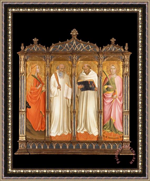 Gaddi, Agnolo St. Mary Magdalene, St. Benedict, St. Bernard of Clairveaux And St. Catherine of Alexandria Framed Painting