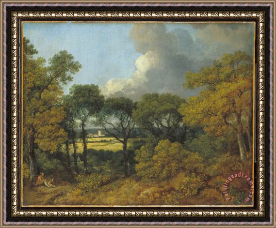 Gainsborough, Thomas Wooded Landscape with a Peasant Resting Framed Painting