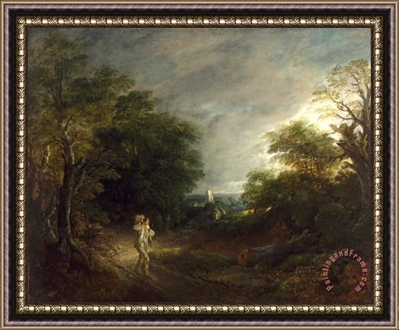 Gainsborough, Thomas Wooded Landscape with a Woodcutter Framed Painting