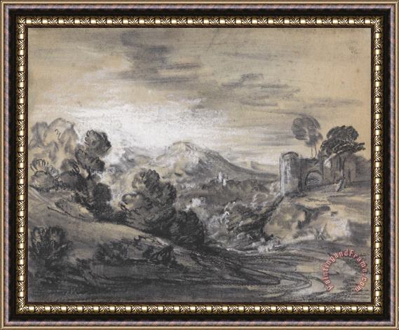 Gainsborough, Thomas Wooded Landscape with Castle Framed Painting