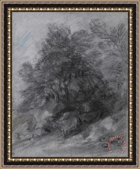 Gainsborough, Thomas Wooded Landscape with Herdsman, Cows And Cottage Framed Painting