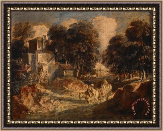 Gainsborough, Thomas Wooded Landscape with Mounted Peasants Framed Print