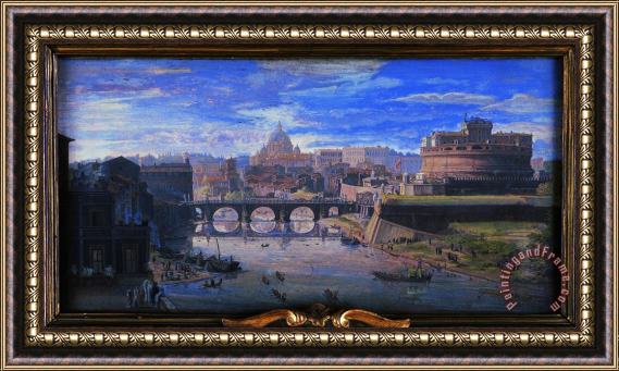 Gaspar van Wittel View of The Castel Sant'angelo Framed Painting