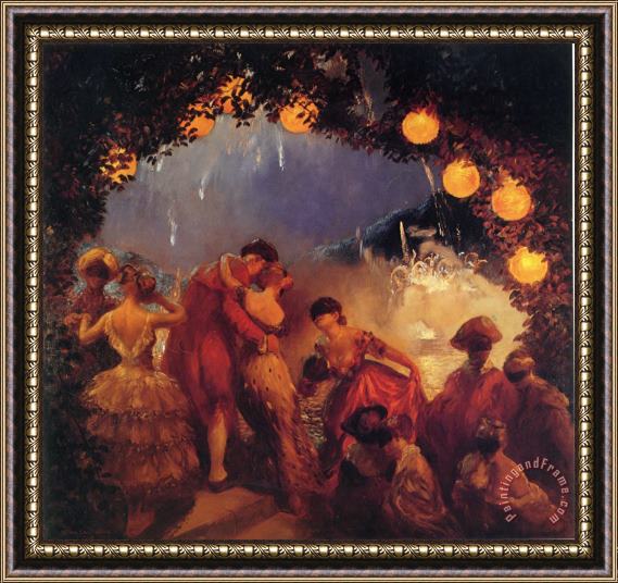 Gaston La Touche De L'intrigue Nocturne Framed Painting