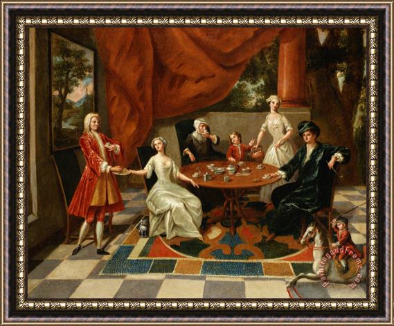 Gavin Hamilton An Elegant Family Taking Tea Framed Painting
