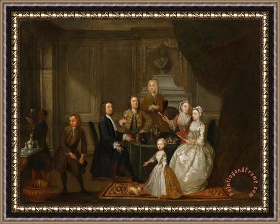 Gawen Hamilton Group Portrait, Probably of The Raikes Family Framed Painting