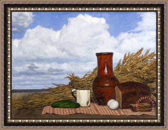 Gely Korzhev Lunch in a Field, 1990 Framed Painting