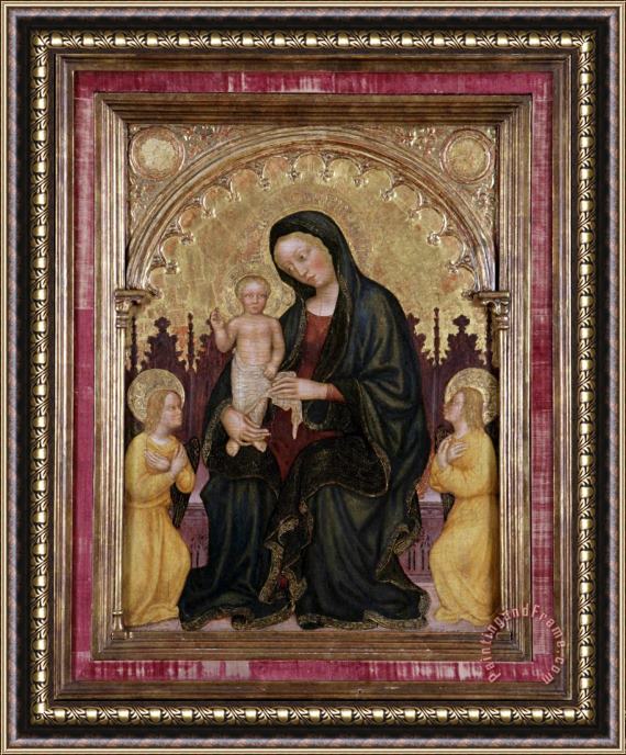 Gentile da Fabriano Enthroned Madonna And Child with Two Angels Framed Print