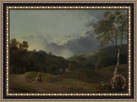 George Barret Landscape with Cottagers Framed Print