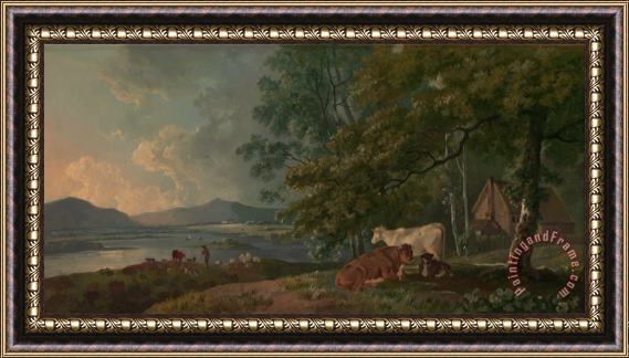 George Barret Morning Landscape with Cattle Framed Painting