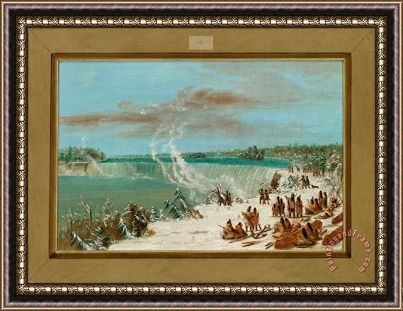 George Catlin Portage Around The Falls Of Niagara At Table Rock Framed Print