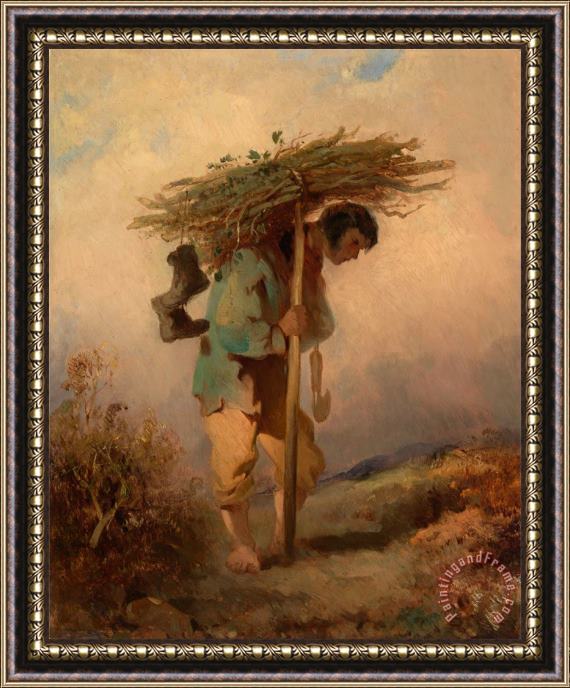 George Chinnery A Man Carrying Faggots Framed Painting