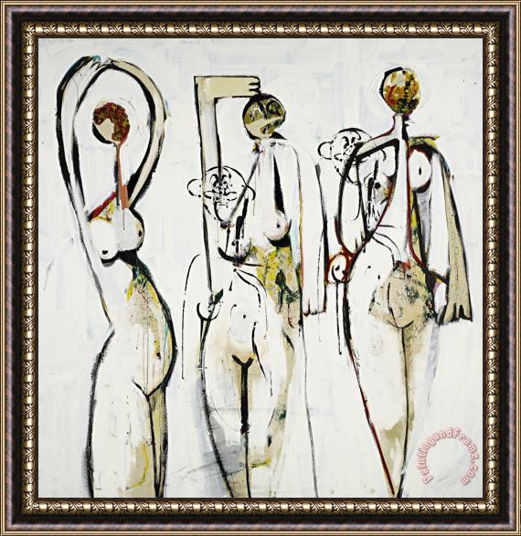 George Condo 3 White Nudes, 1998 Framed Painting