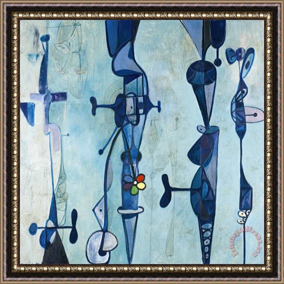 George Condo Blue Painting Framed Painting