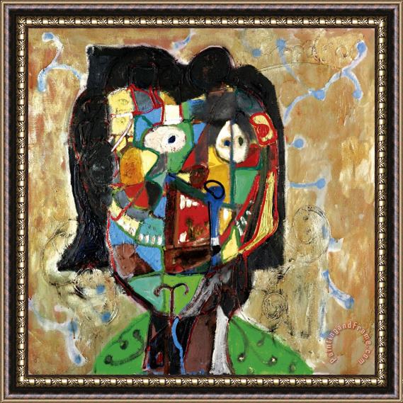 George Condo Girl with Pixie Framed Painting