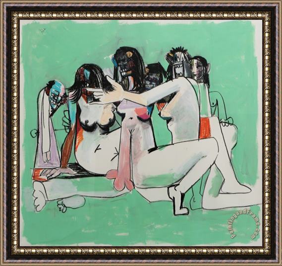 George Condo Green Orgy Composition, 2005 Framed Print