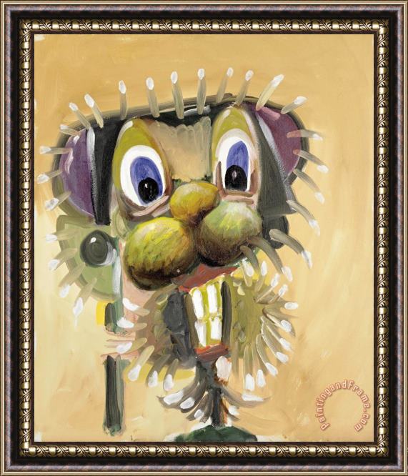 George Condo Head with Spiky Hair Framed Painting