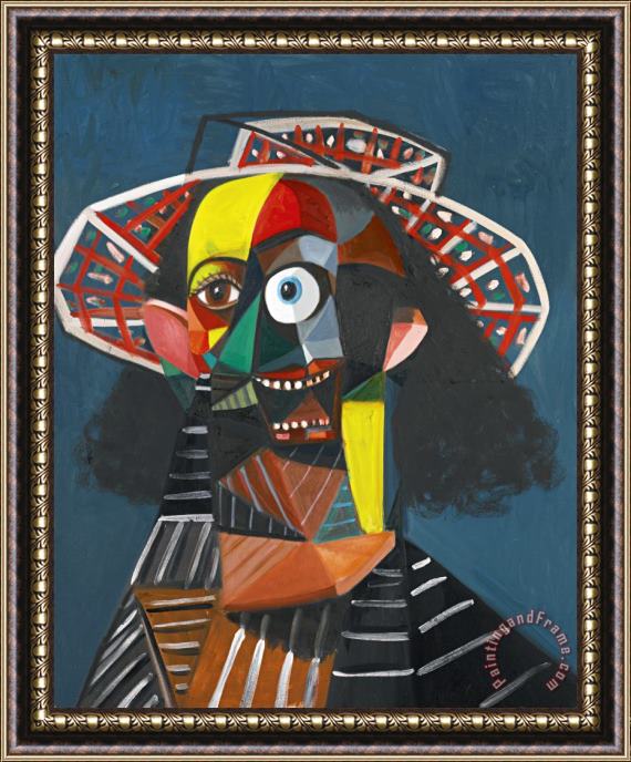 George Condo Multi Colored Farmer Framed Painting