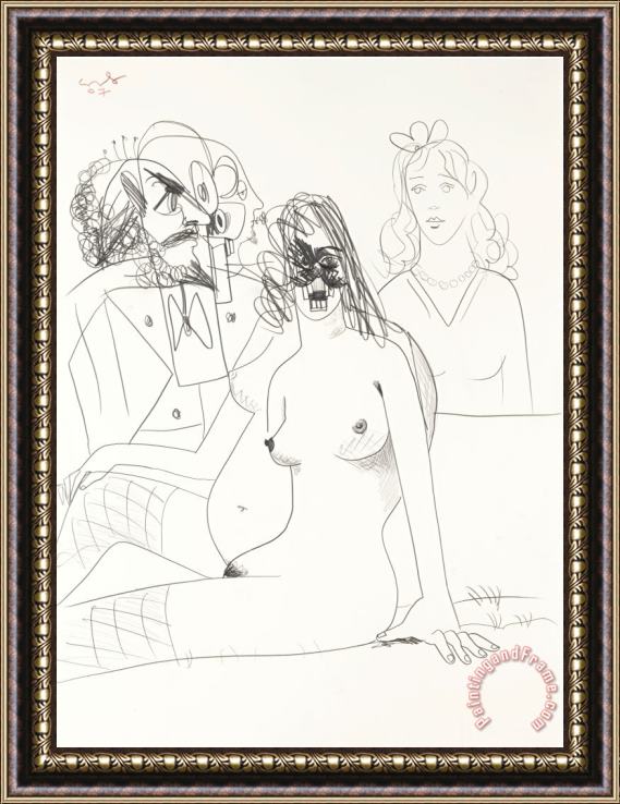 George Condo Seated Nude, 2007 Framed Painting