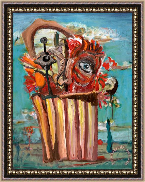 George Condo Skum Bucket Flower Basket Framed Painting