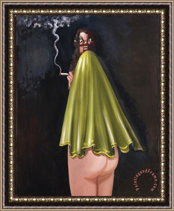 George Condo Smiling Smoker Framed Painting