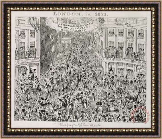 George Cruikshank Piccadilly During The Great Exhibition Framed Painting